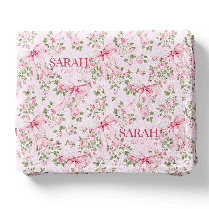 bows in blooms personalized kids blanket 