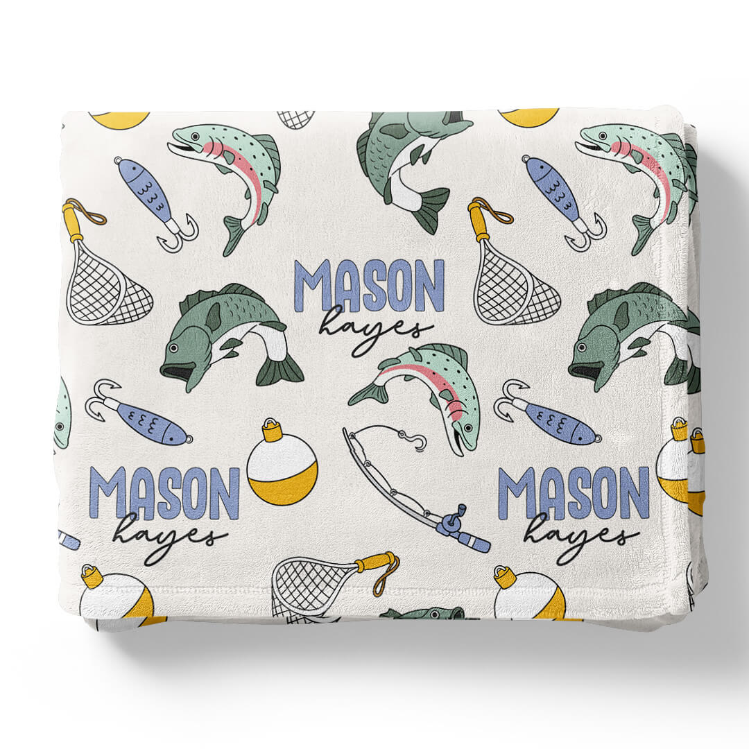kids personalized blanket catch of the day