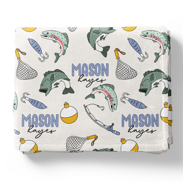 kids personalized blanket catch of the day
