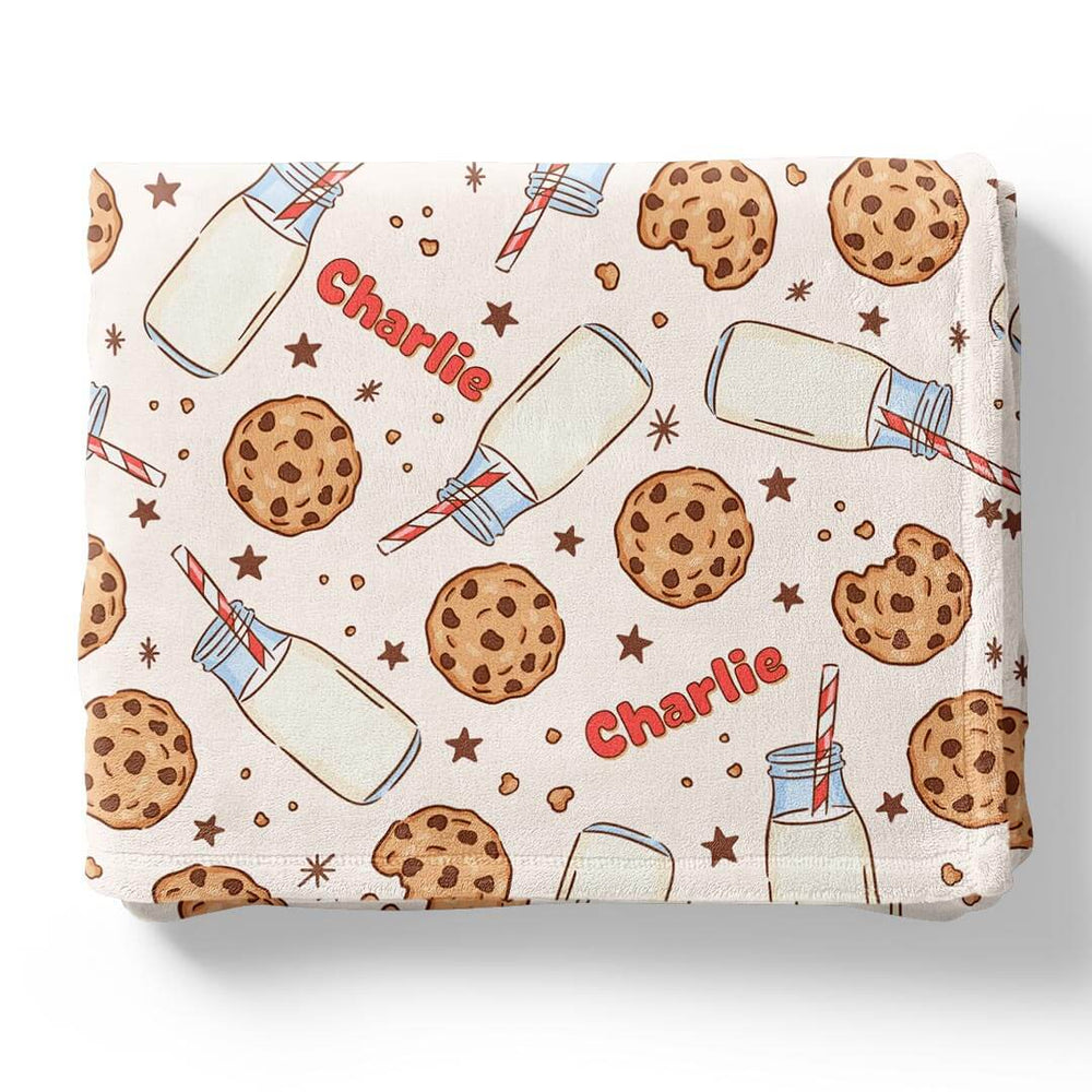 personalized milk and cookie blanket for kids 