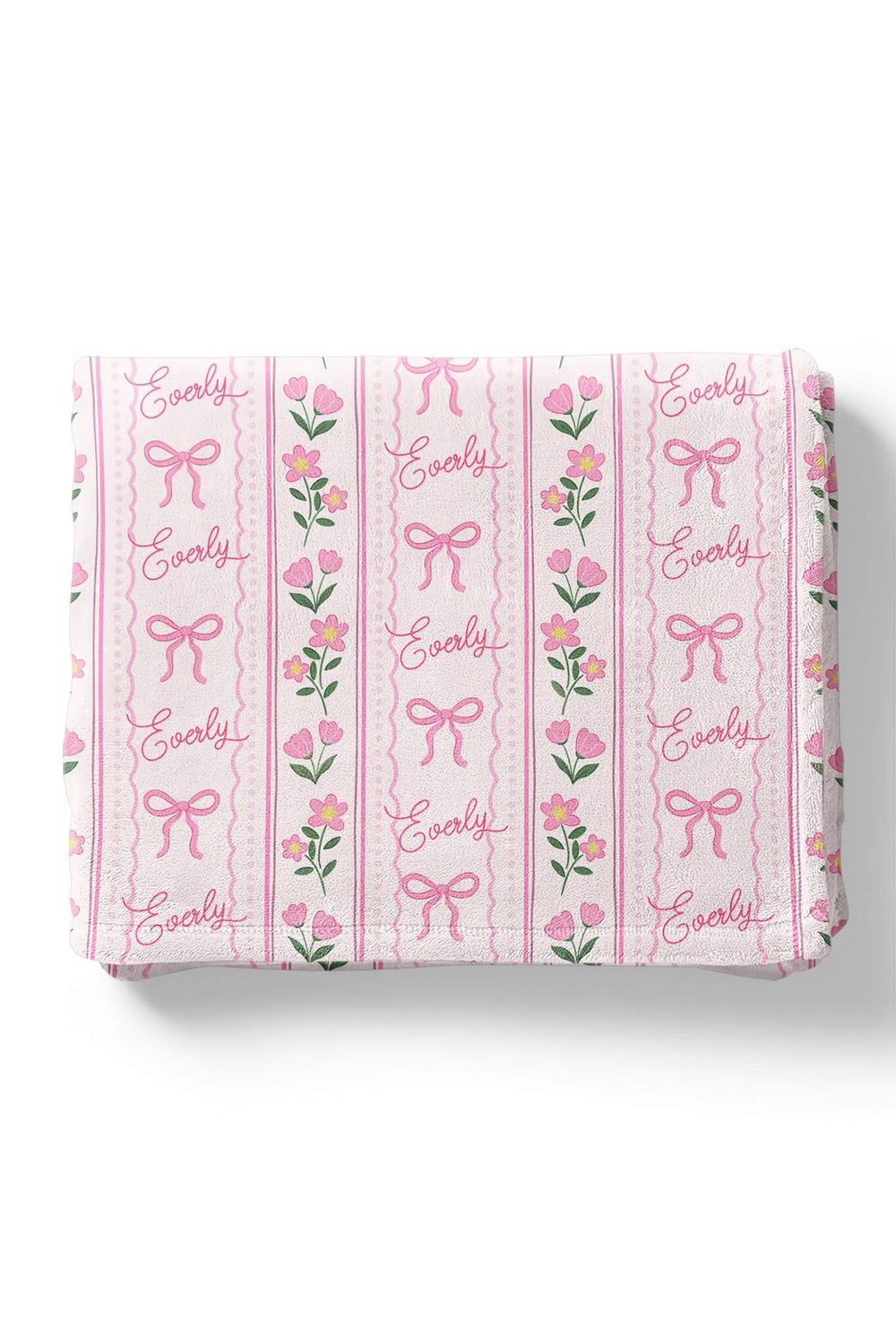 personalized kids blanket in coquette garden floral print