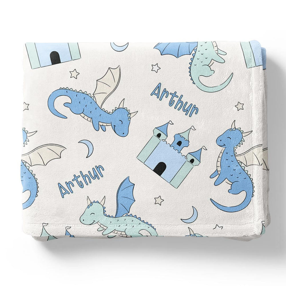 dragon and castle personalized blanket for kids 