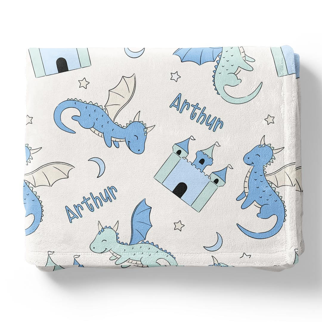 dragon and castle personalized blanket for kids 