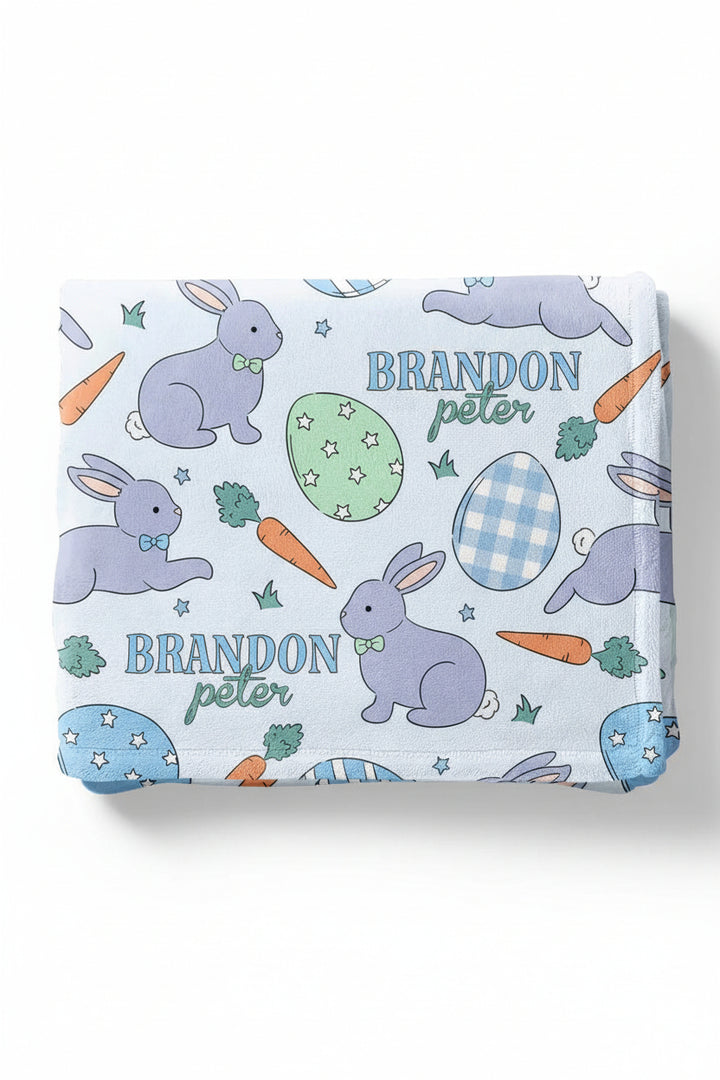 blue easter personalized kids blanket 