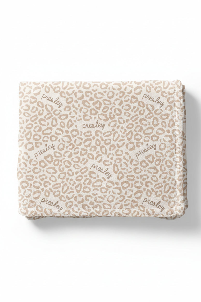 neutral tan personalized blanket for kids 