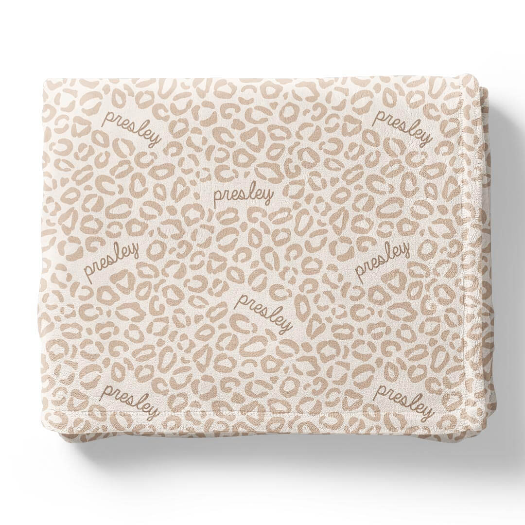 neutral tan personalized blanket for kids 