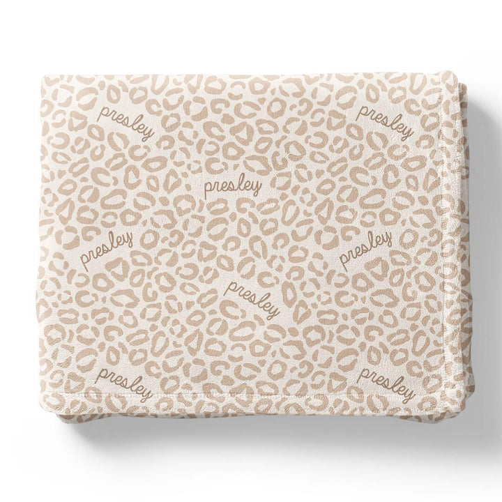 neutral tan personalized blanket for kids 