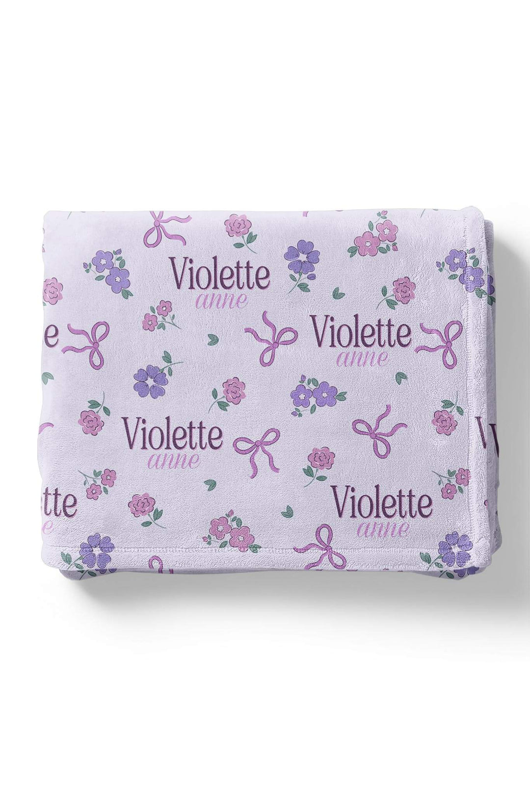ribbon and roses purple personalized kids blanket 