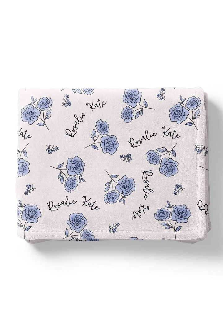 blue rose personalized blanket for kids 