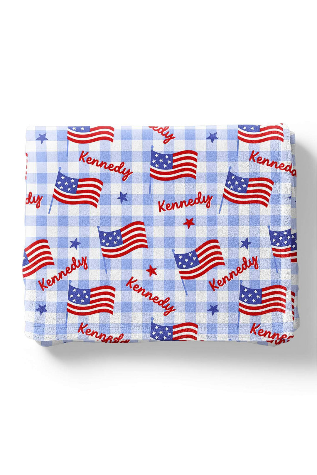 bamboo waffle red kids blanket - star spangled picnic - 4th of july gingham