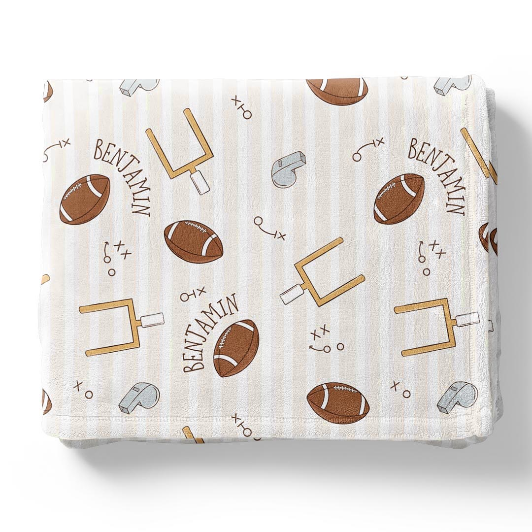 Tiny Touchdowns Personalized Kids Blanket | Neutral
