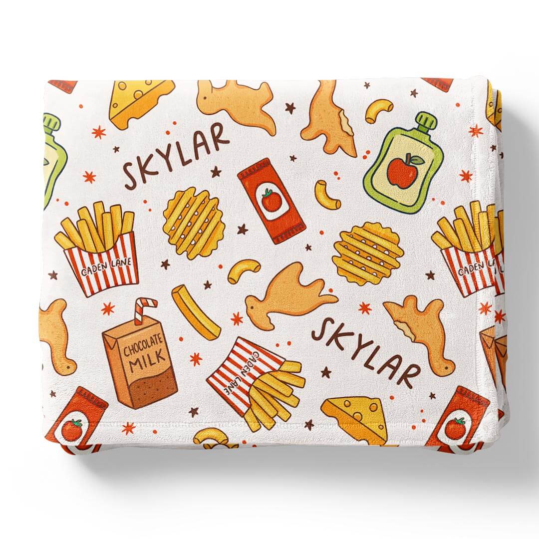junk food personalized blanket for kids 