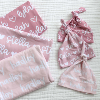 personalized graphic swaddle graphic pinks 