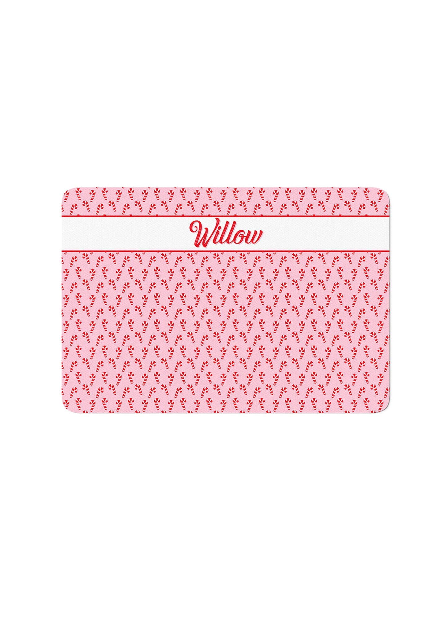 Personalized Christmas Pet Placemat | Peppermint Stroll Pink