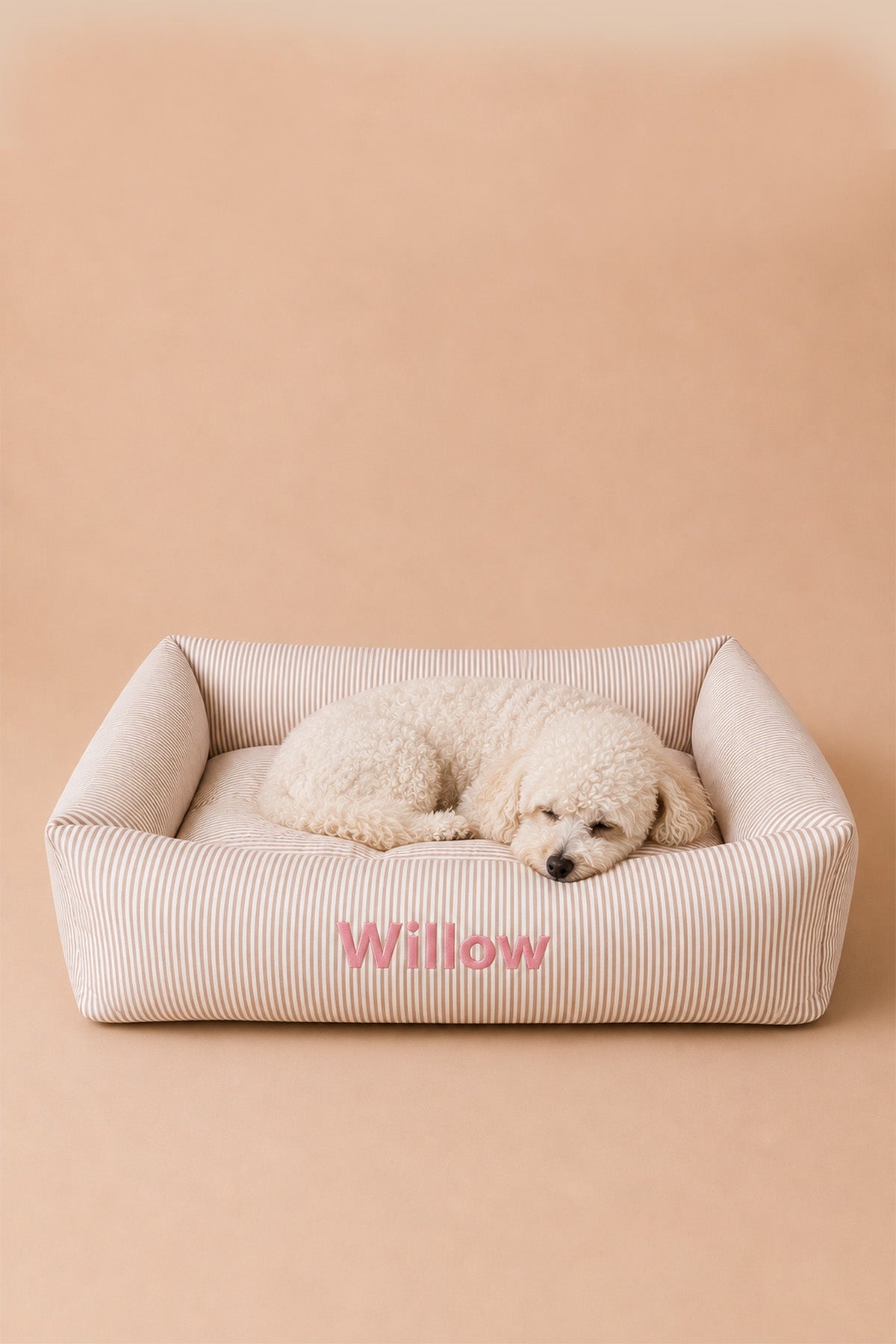 Embroidered Dog Bed | Blush Stripes
