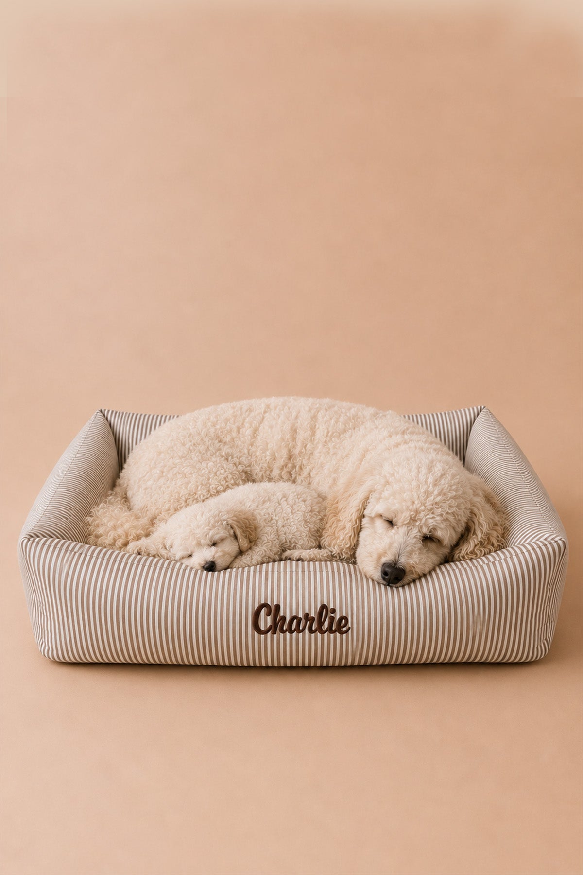 Embroidered Dog Bed | Snickerdoodle Stripes