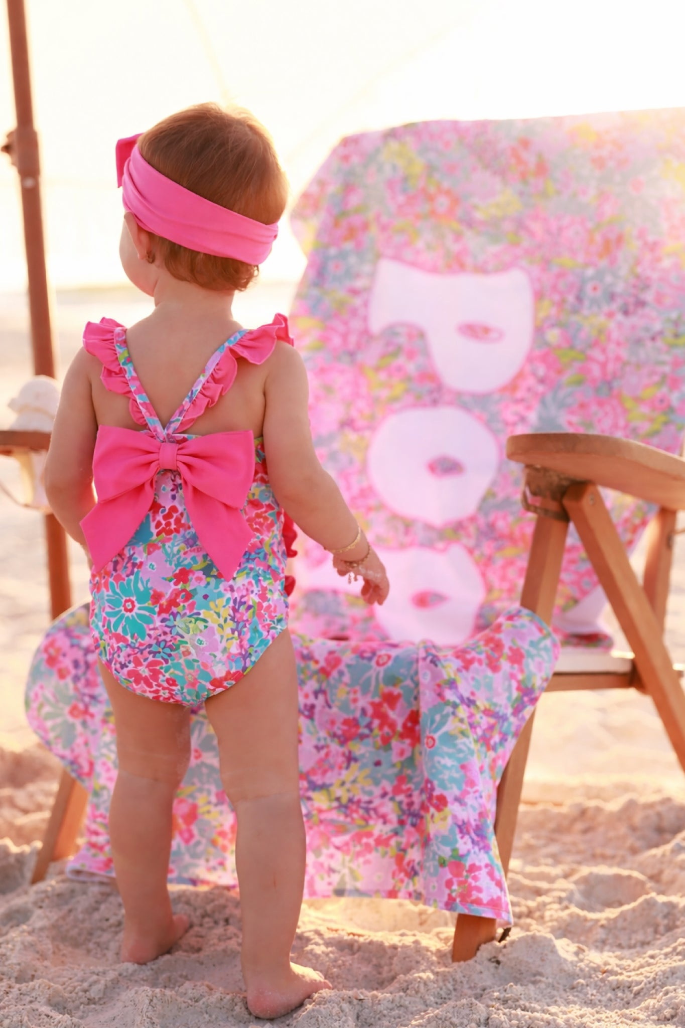 Double Ruffle Bow Back One Piece | Petal Splash