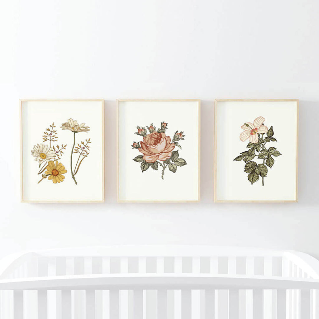Peytons Vintage Floral Bundled Nursery Wall Art