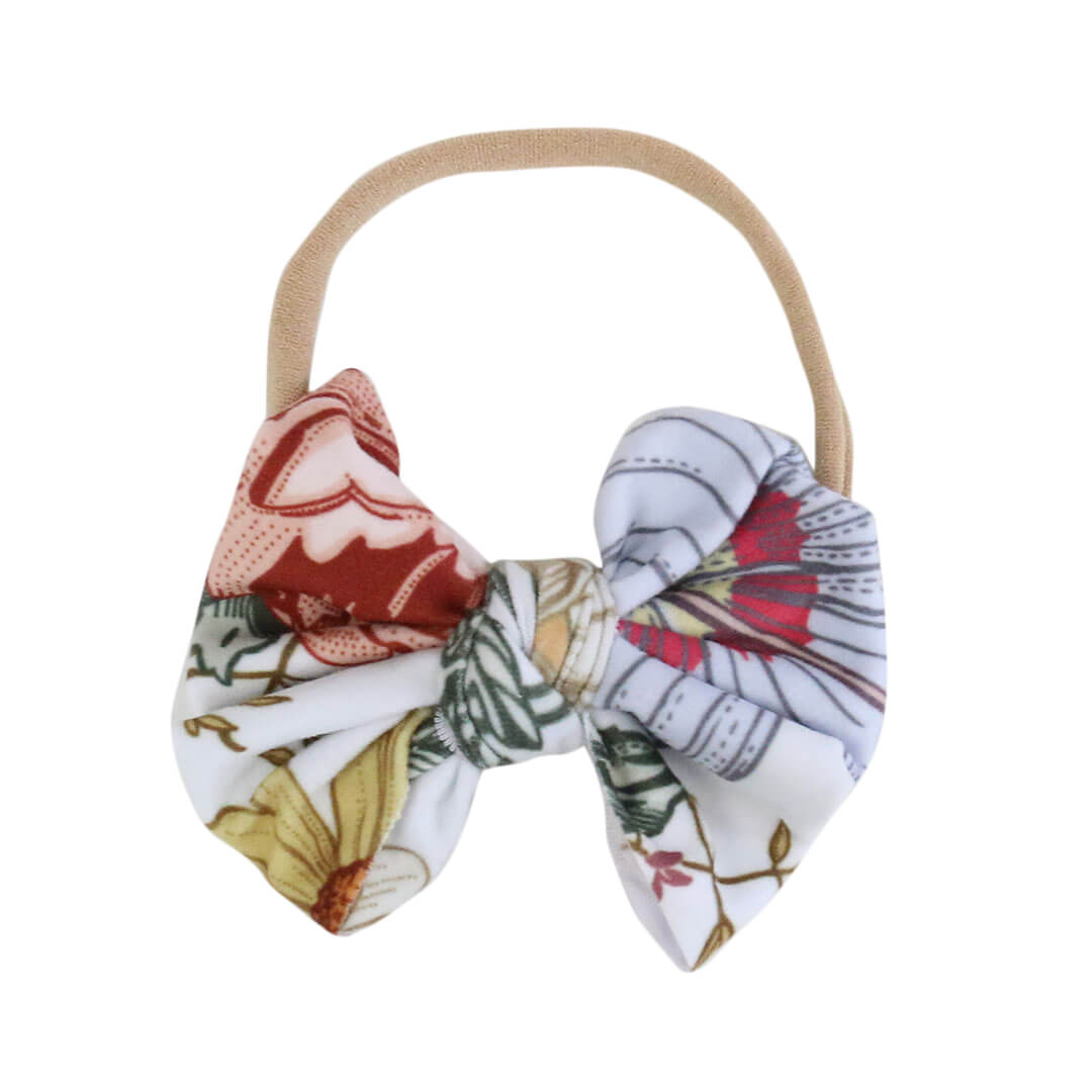 vintage floral knit bow headband 
