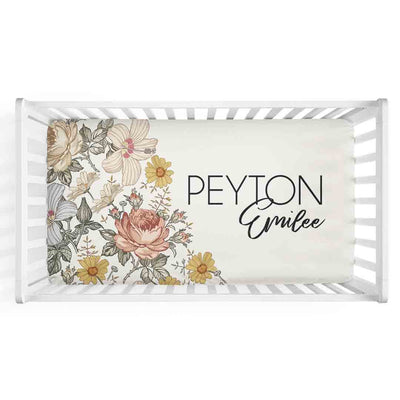 personalized crib sheet peyton's vintage floral 