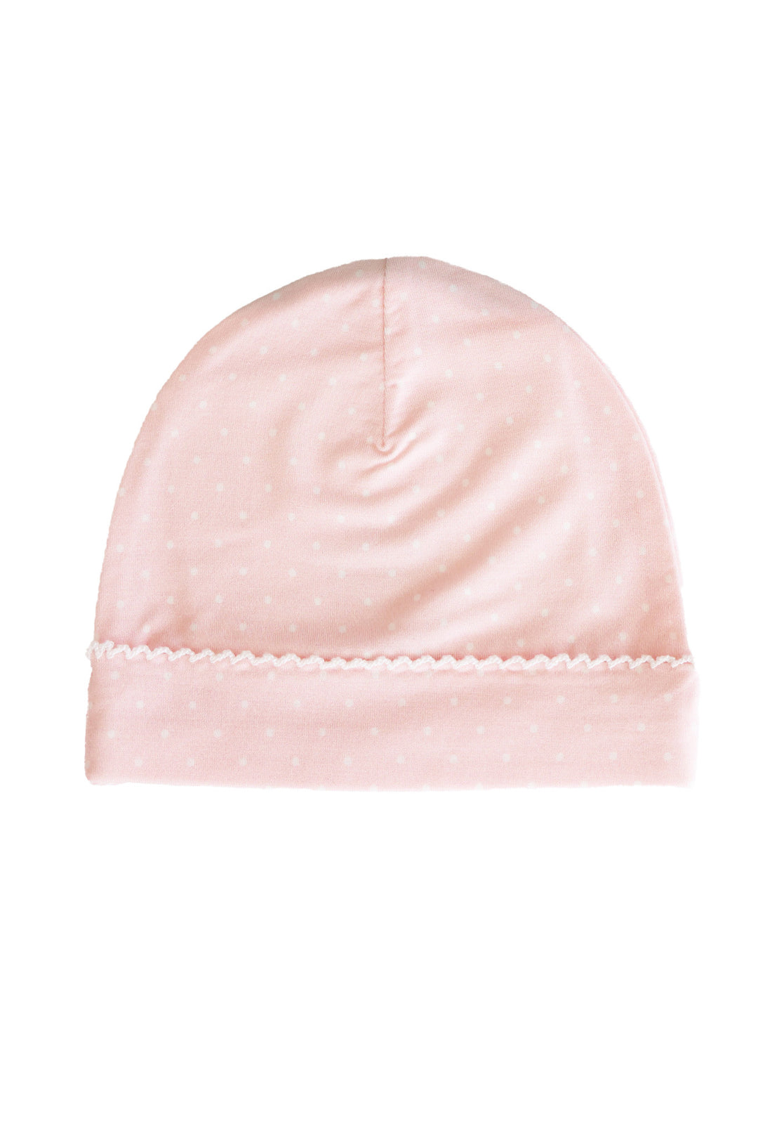 pink polka dot picot trim hat