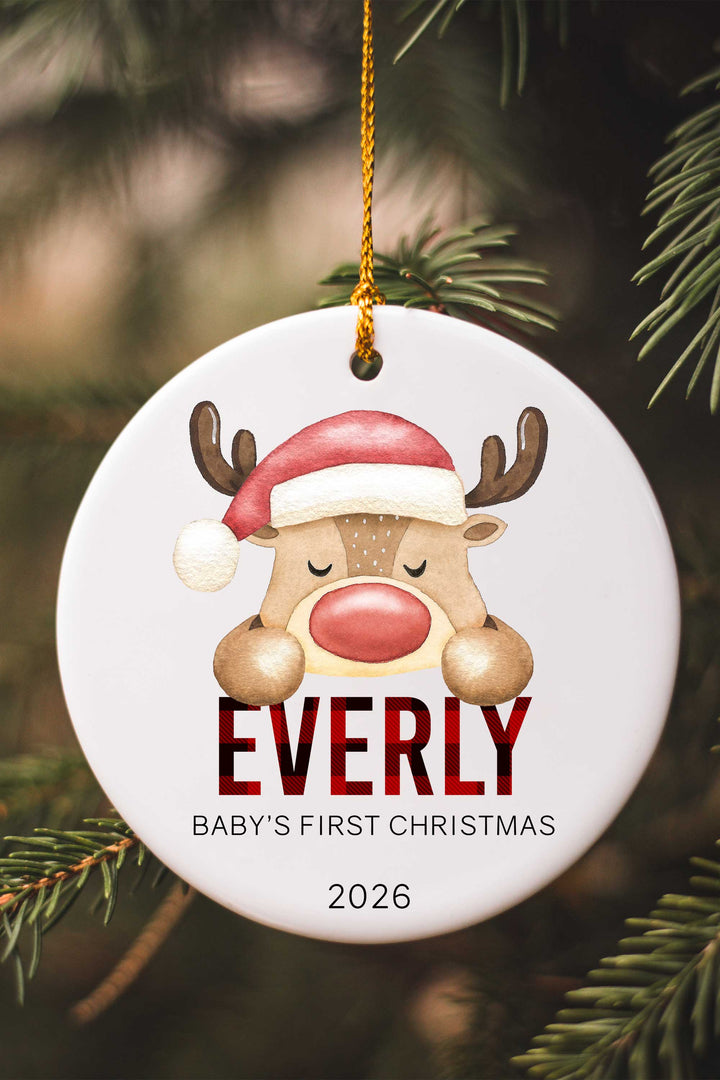 reindeer personalized baby ornament