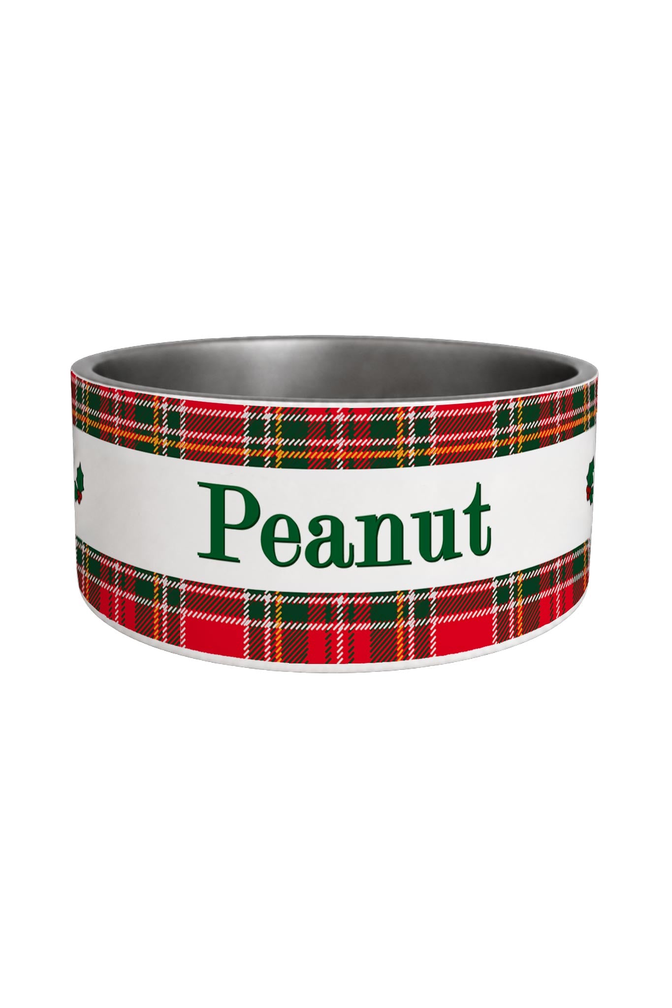 Personalized Christmas Pet Bowl | Plaid Tidings