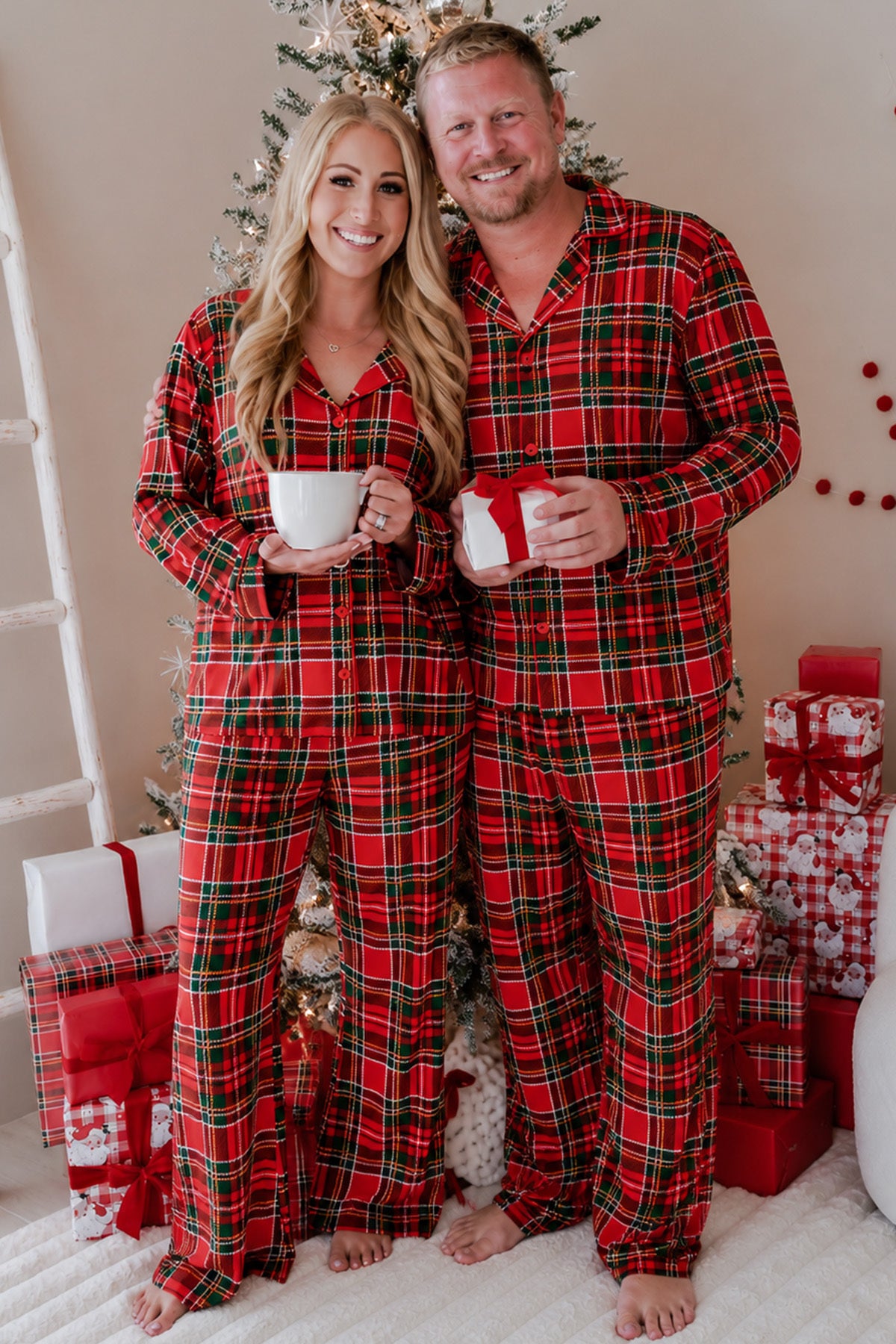 Adult Christmas Two-Piece Pajama Set | Plaid Tidings