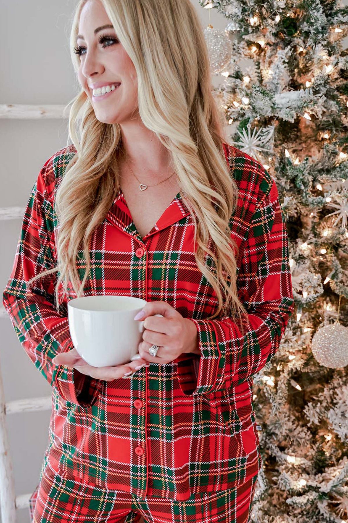 Adult Christmas Two-Piece Pajama Set | Plaid Tidings