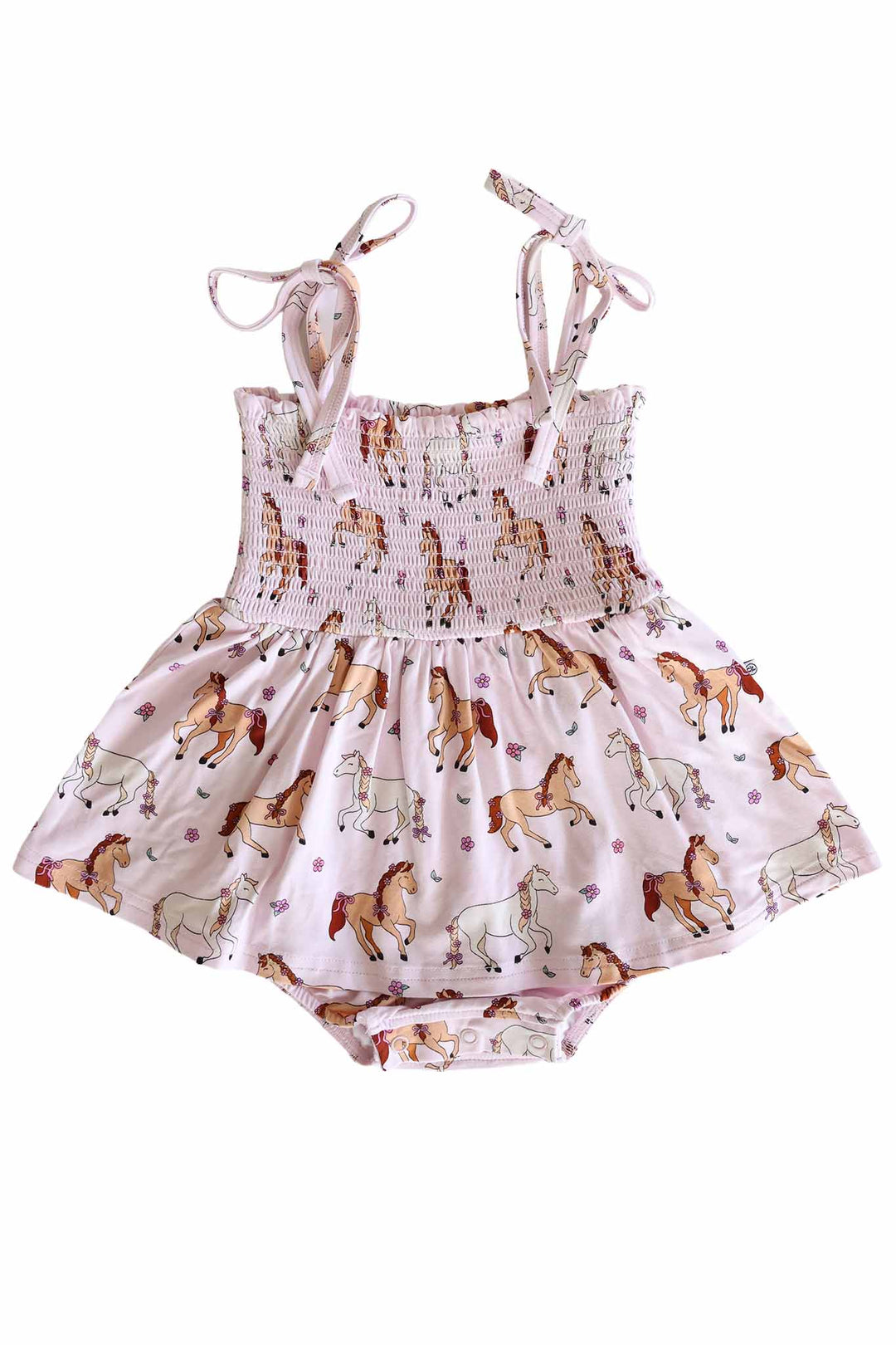 pony club pink smocked spaghetti strap romper 