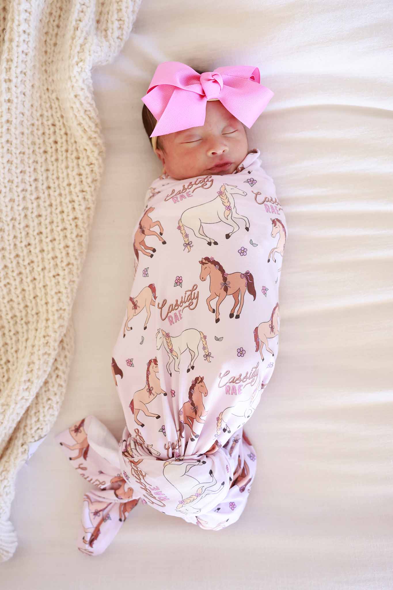Personalized Swaddle Blanket | Pony Club Pink