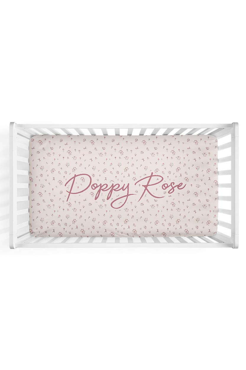 Precious Posies Personalized Crib Sheet
