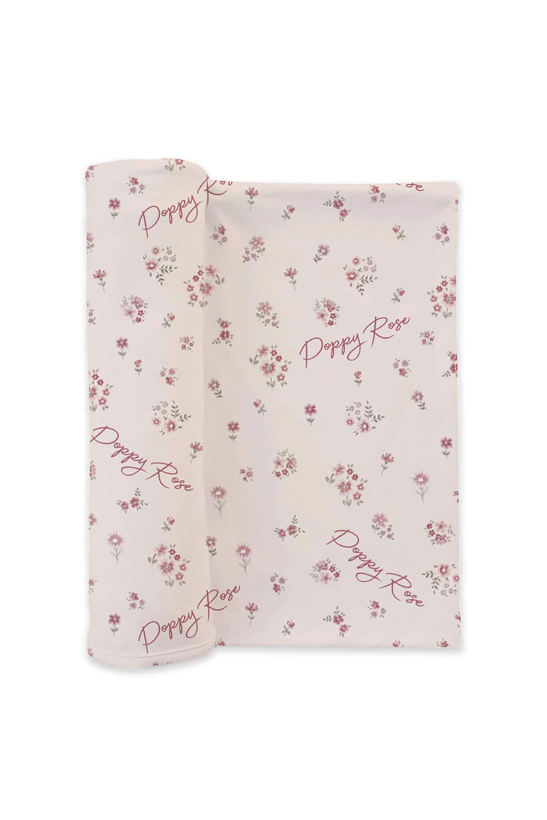 beige swaddle blanket personalized with name with mauve flowers