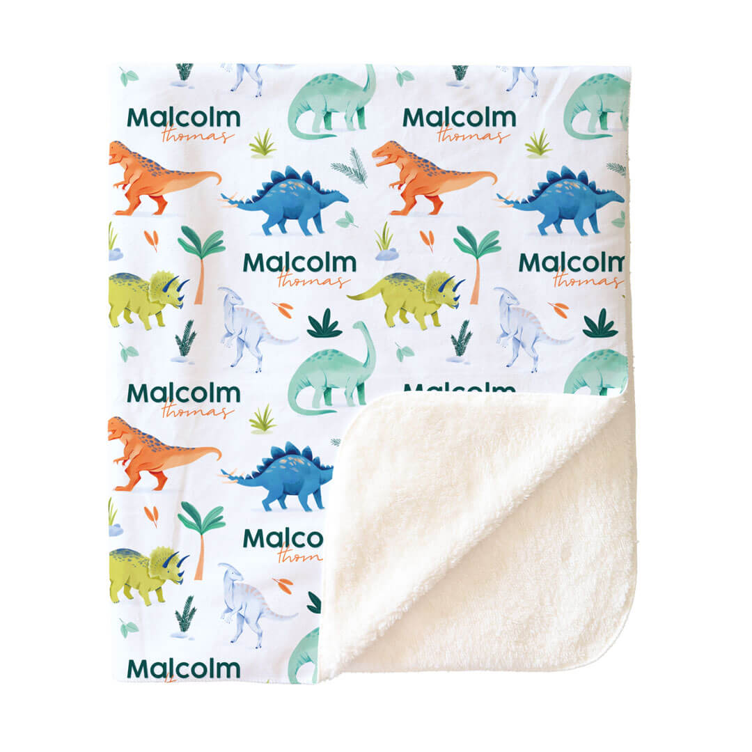 kids personalized multicolor dinosaur  blanket 