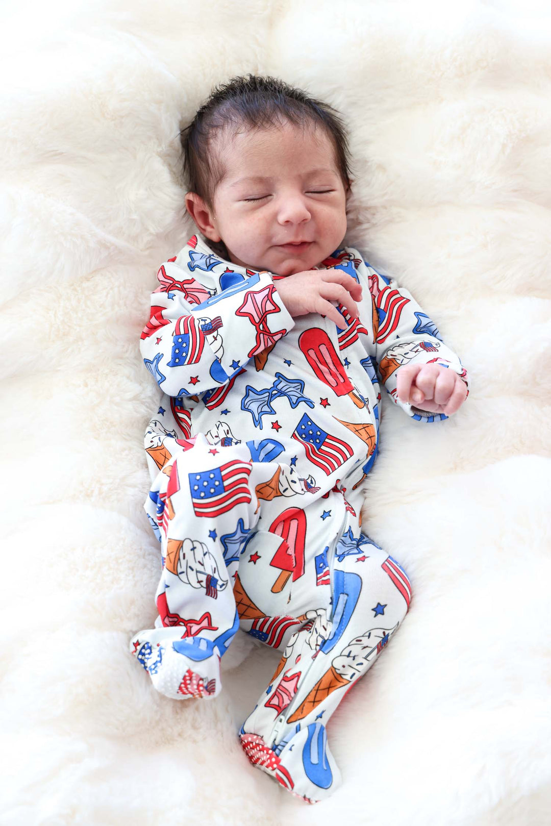 caden lane 4th of july bamboo zipper footie - red white and cool patriotic baby sleepwear