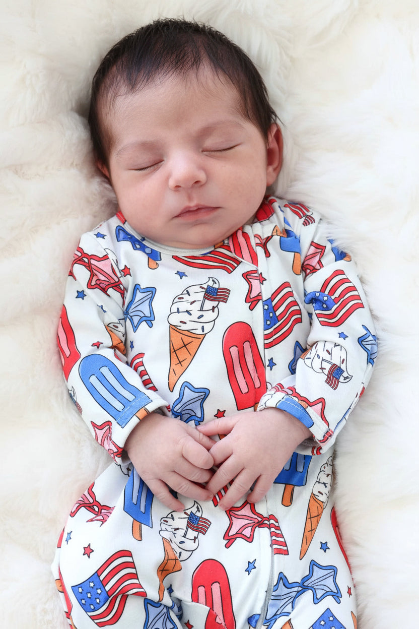 Zipper Footie | Red, White & Cool