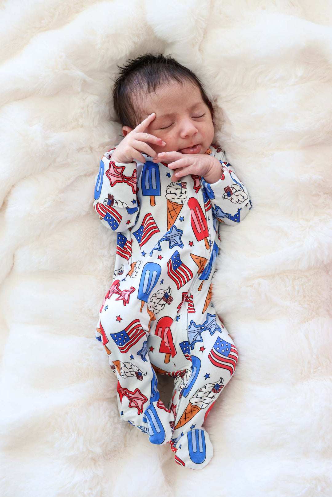 caden lane red white and cool bamboo zipper footie - 4th of july patriotic baby pajamas