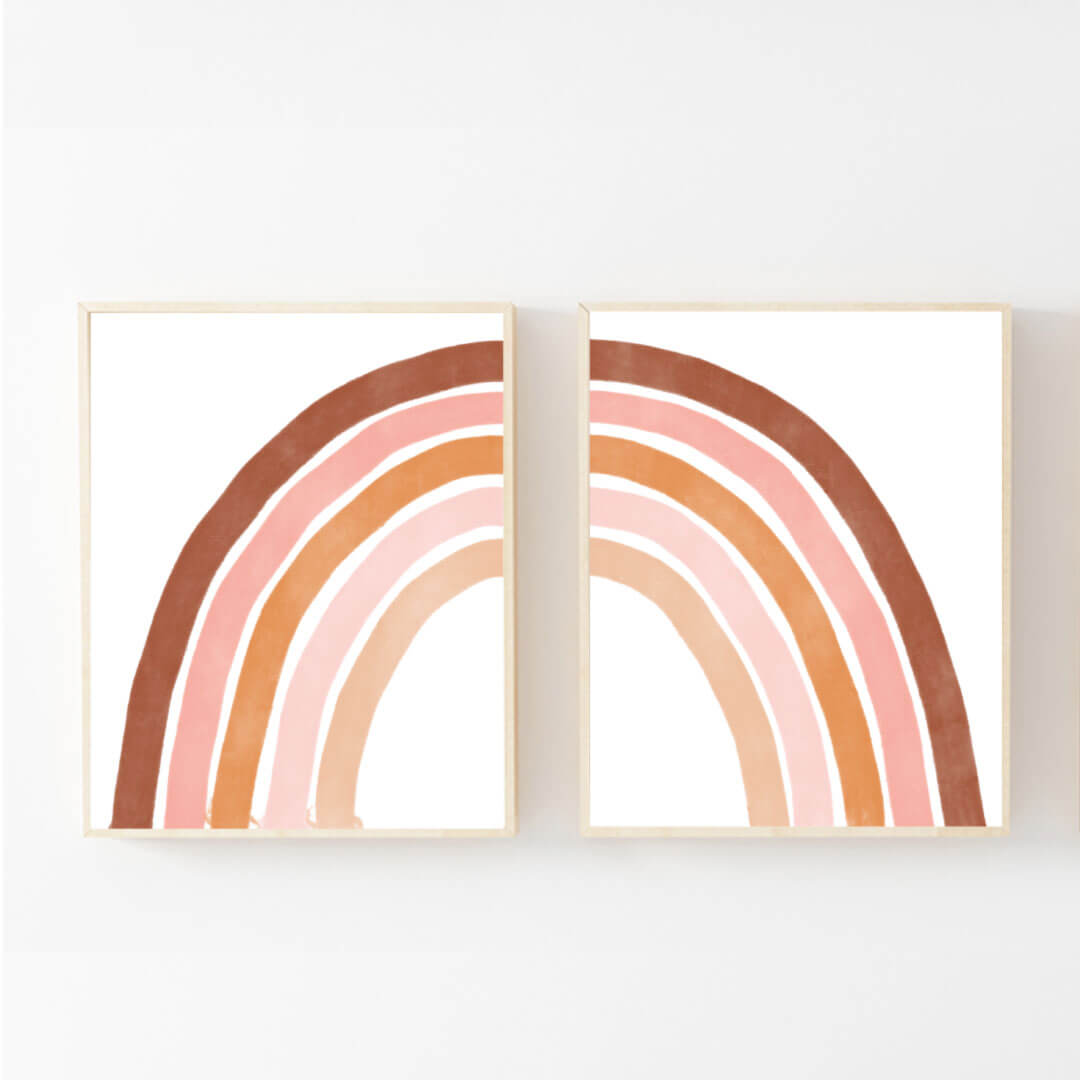 pink and orange wall art for nursery