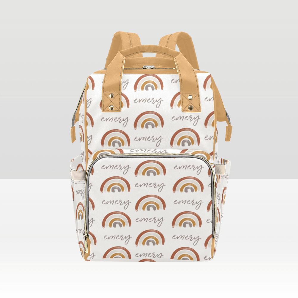 earthy rainbow personalized diaper bag backpack