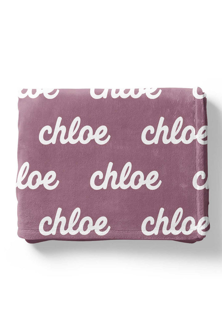 Personalized Raisin Color Blanket with script font