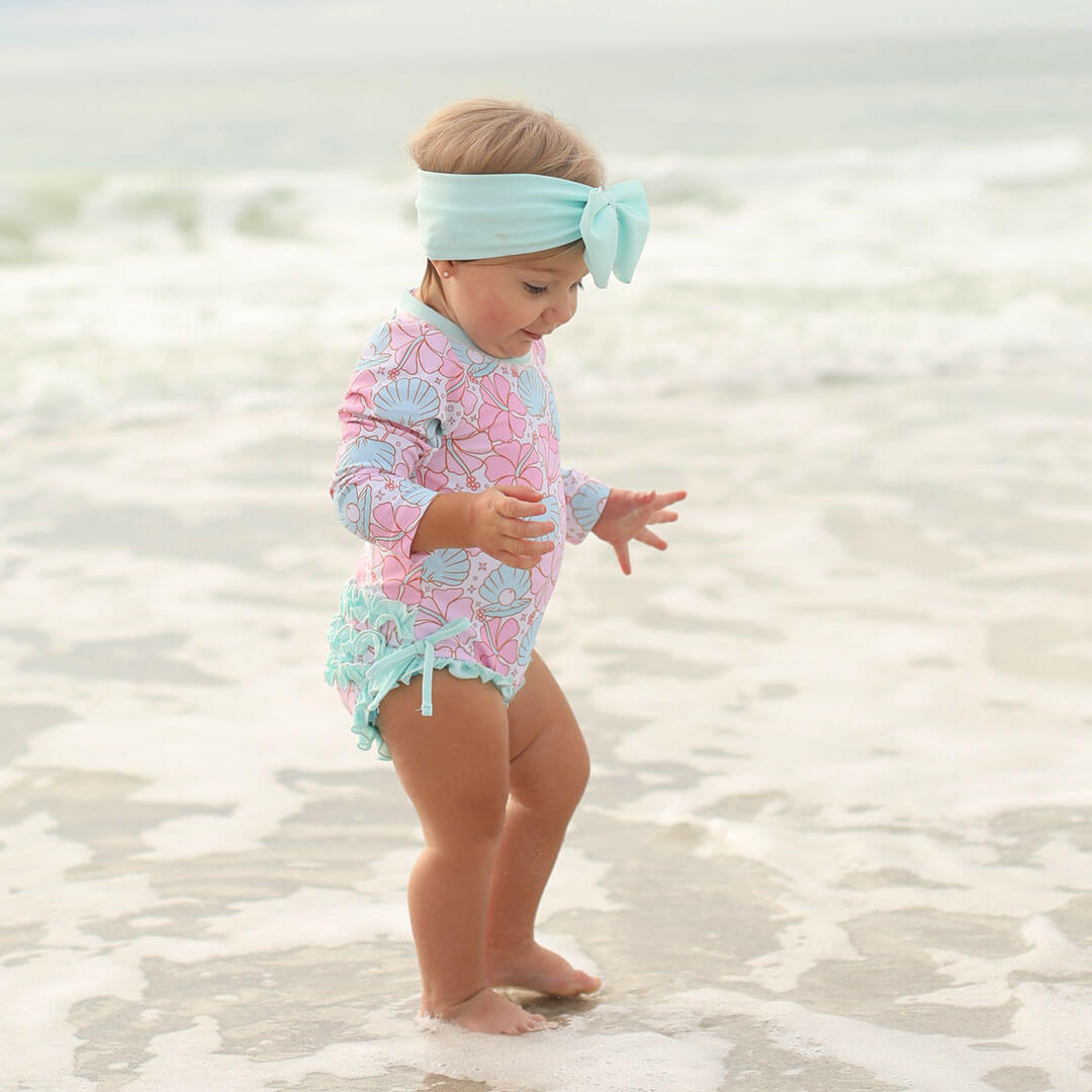 swimsuit for babies long sleeve rash guard shirt with ruffle bottom