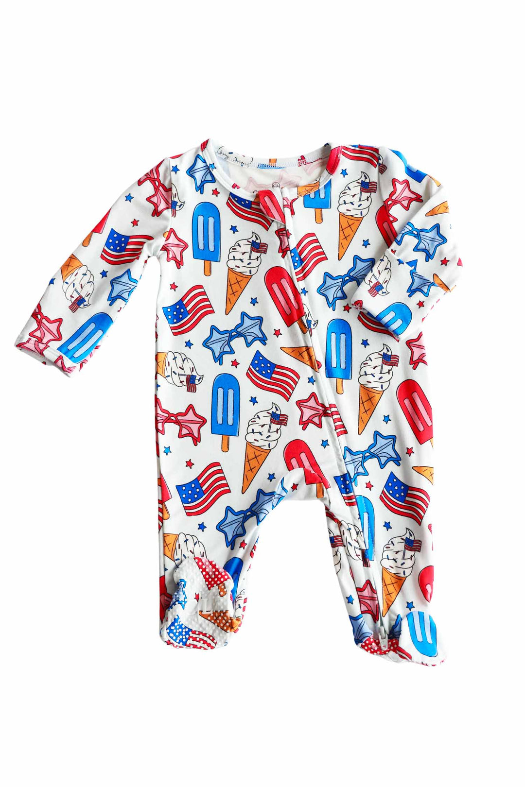 caden lane patriotic bamboo zipper footie in red white and cool - 4th of july infant sleeper