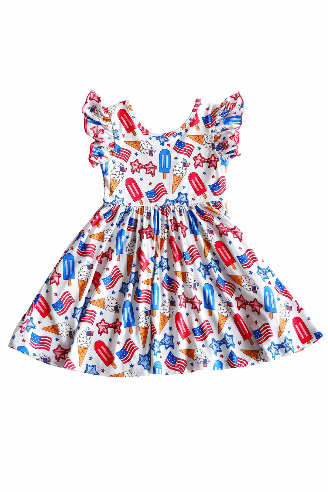 caden lane patriotic ruffle twirl dress in red white and cool - 4th of july baby girl dress