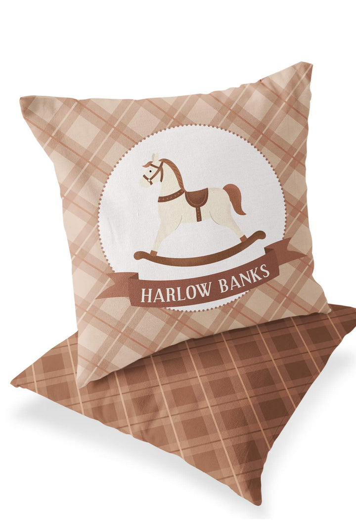 rocking horse personalized accent pillow