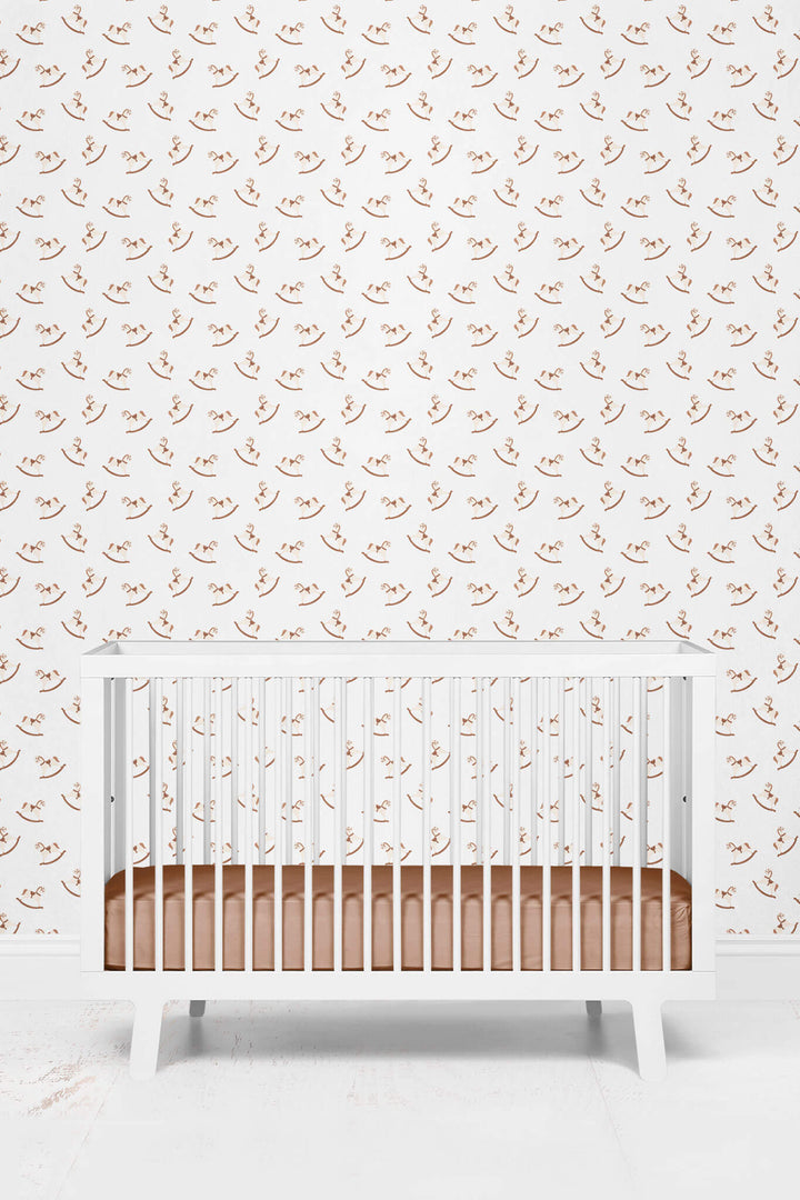 rocking horse neutral wallpaper for nursery