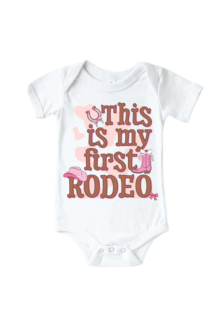 this is my first rodeo pink graphic bodysuit for baby girls 
