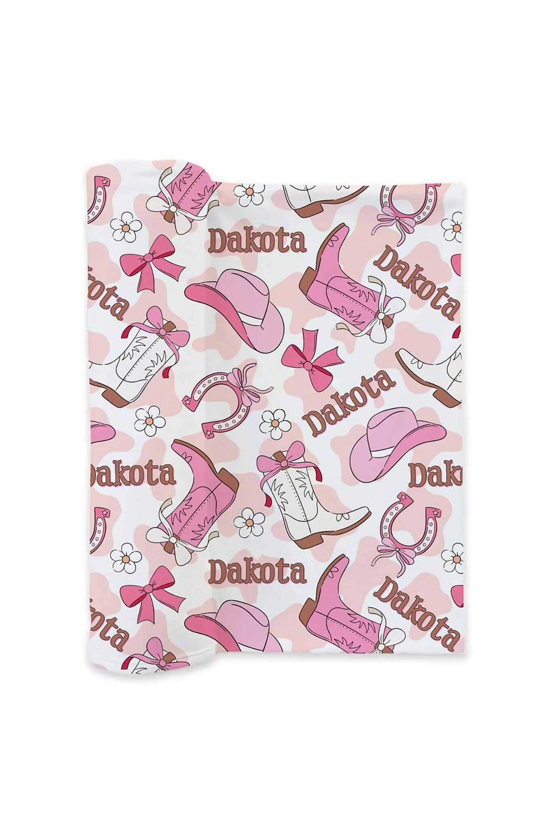 pink rodeo dreams personalized swaddle blanket for girls 