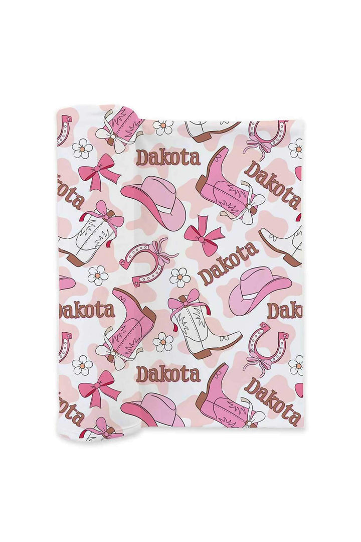 pink rodeo dreams personalized swaddle blanket for girls 