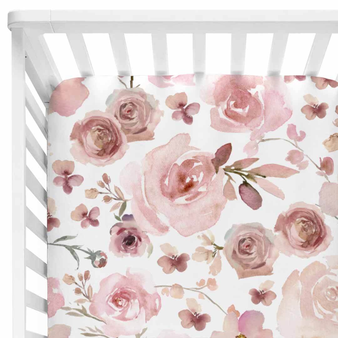 rose garden crib sheet 