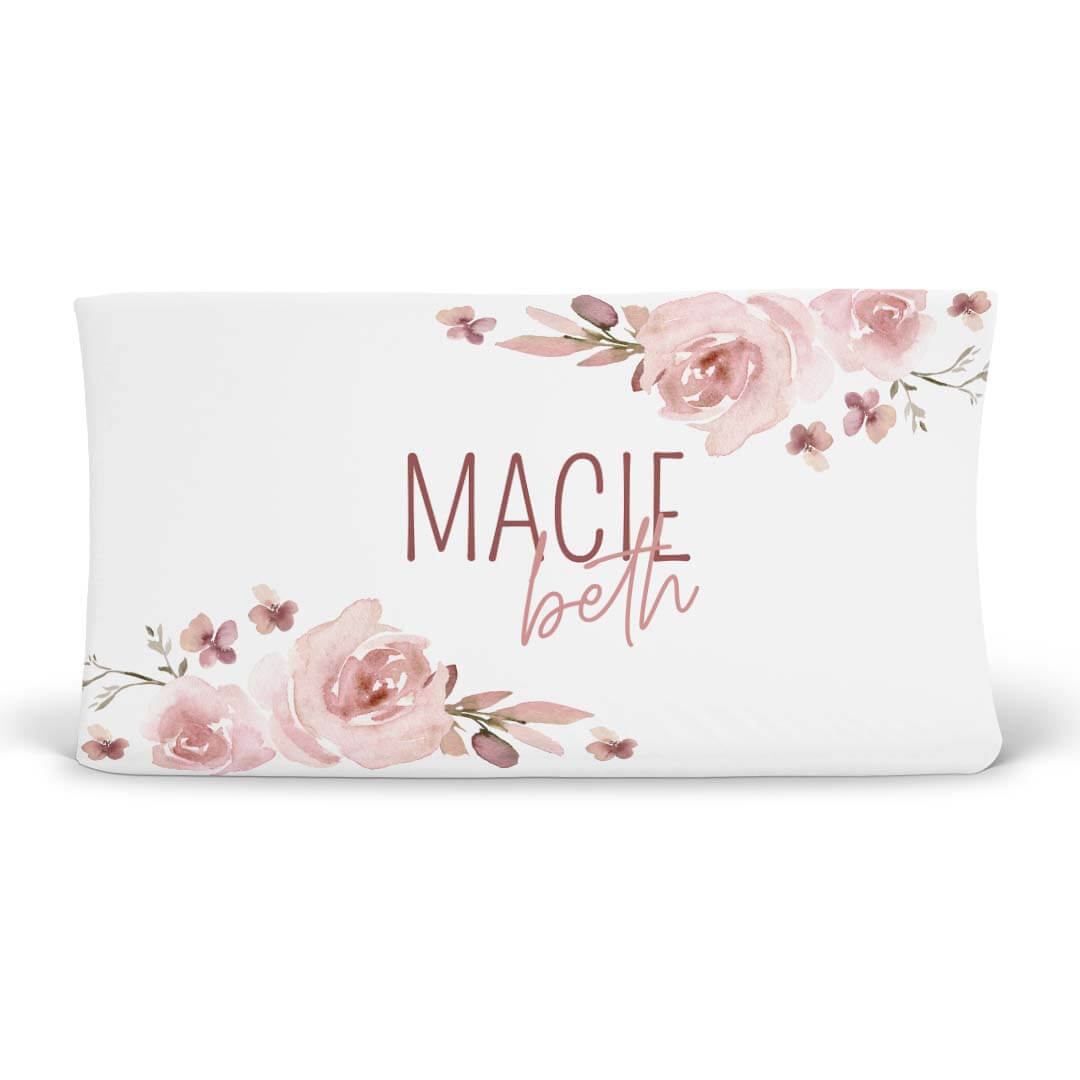 rose personalized changing pad cover